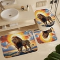 thumbnail image 5 of Lion Print Shower Curtain Set 4-Set Jungle Animal Theme Bathroom Decor Set U-Mat ,Toilet Cover Mat ,Includes Floor Mat ,Shower Curtain with 12 Hooks,72inx72in, 5 of 7