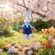 thumbnail image 1 of CaiYueKe Wooden Rabbit Ornament Handmade Forest Style Hanging Decor Home Wall Art Rustic Farmhouse Easter Spring Decoration Gift for Garden Patio Shelf Tabletop Display, 1 of 8
