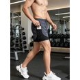 thumbnail image 5 of Mens 2 in 1 Running Shorts Quick Dry Gym Athletic Workout Clothes with Side Pockets, 5 of 6