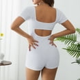 thumbnail image 4 of Liacowi Women Short Sleeve Bodycon Romper Sexy Backless Low Cut Slim Fit Short Jumpsuit One Piece Playsuits Bodysuits, 4 of 7