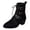 Black, variant on JHOKCI Womens Leopard Print Boots for Fall Winter, Pointed Toe Ankle Boots with Buckle Strap, Soft Textured Upper, Chunky Heel
