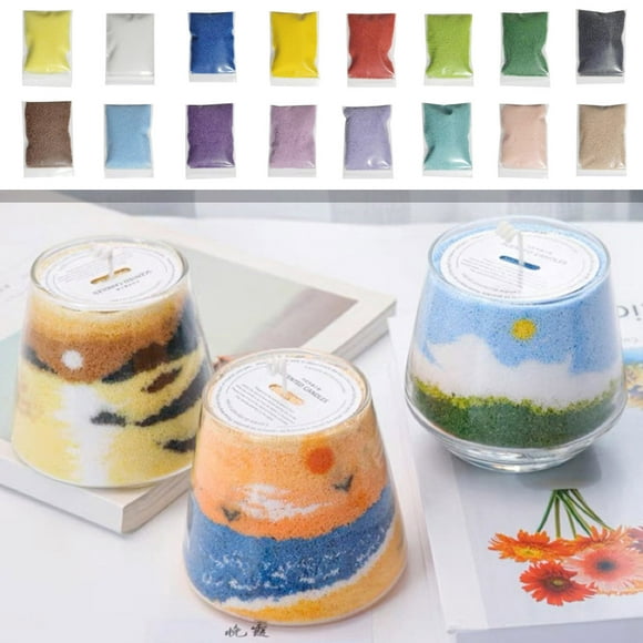 TOPRenddon Powder Candle Sand - 50g DIY Candle Sand,Snow Pearled Candle Sand Wax with Candle Wicks, Refillable Candle Sand Reusable Candle Making Self Extinguish Candle for Candle Making,Weddings