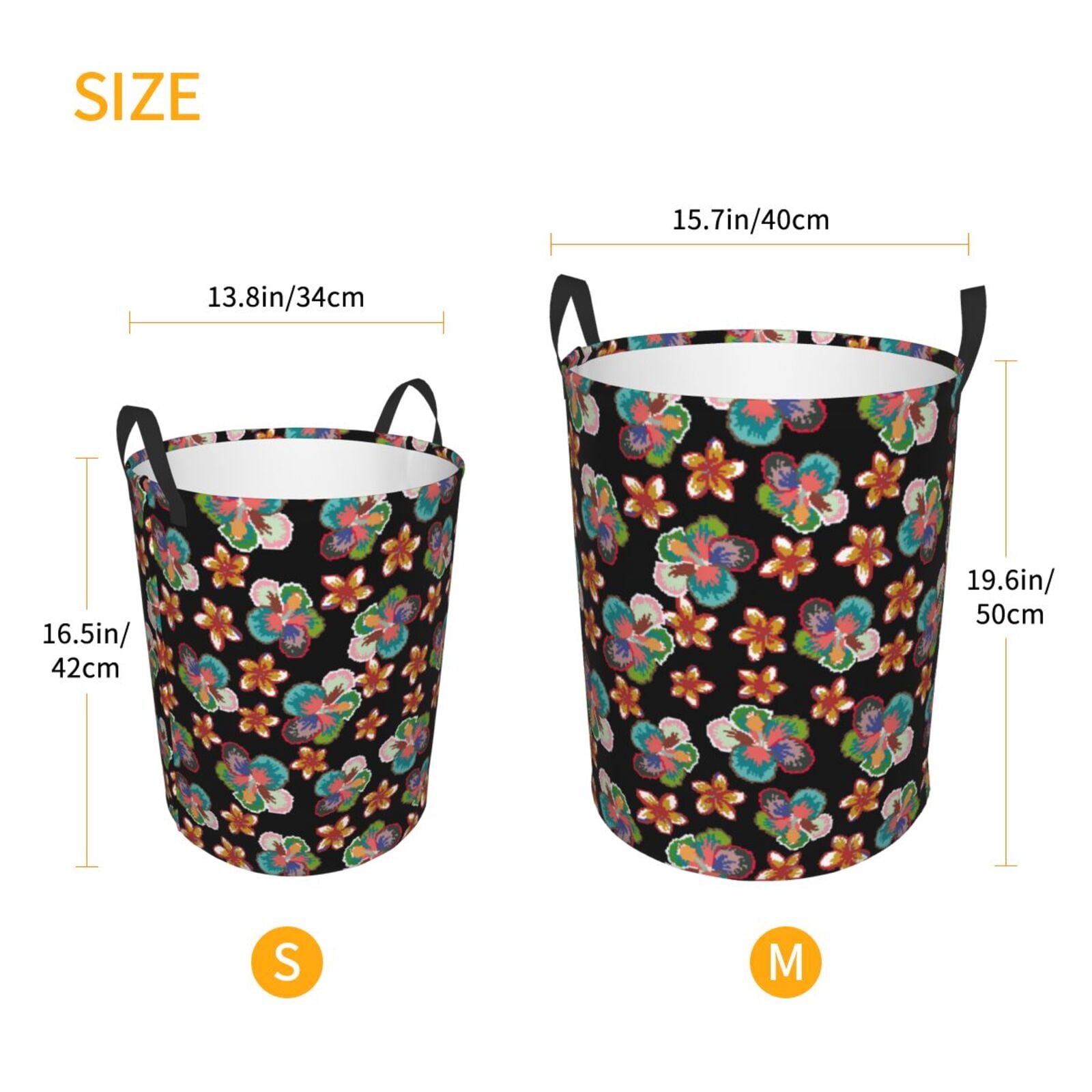 Large Laundry Basket with Handles - Colorful Flower C Kids Baby Dirty Clothes Laundry Hamper for Bedroom Aesthetic