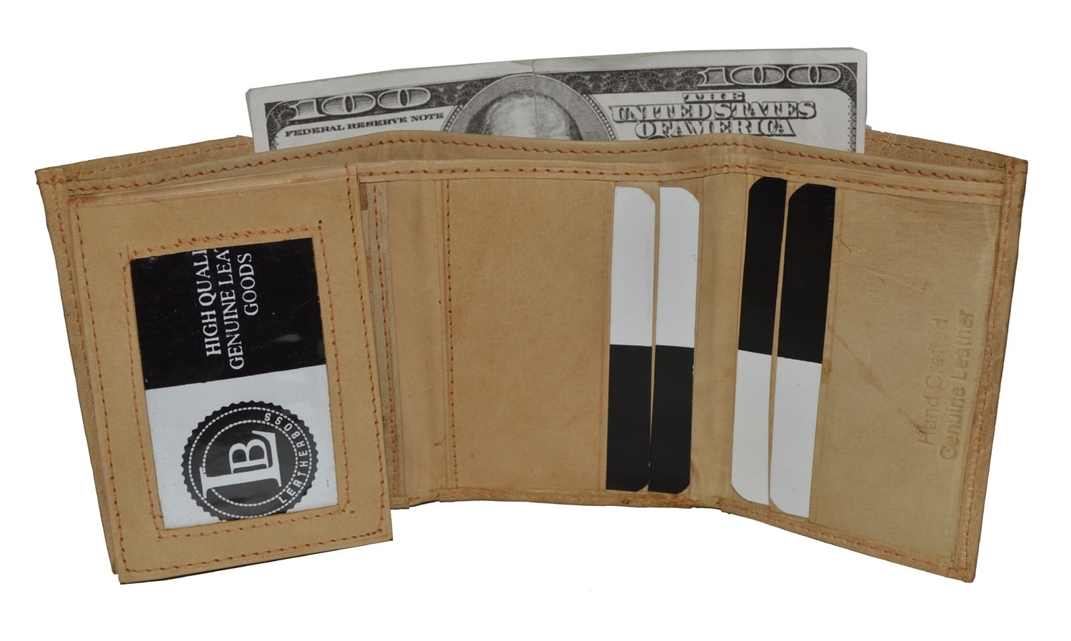 Leatherboss Mens Trifold wallet with removable flap by Leatherboss