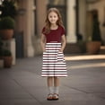 thumbnail image 4 of Lumtrix Girls Short Sleeve Boho Polka Dot A-Line Dress with Pockets Summer Casual Lightweight Sundress for 3-14 Years Wine 150, 4 of 8