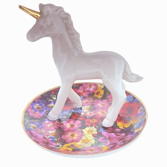 Unicorn Jardin Bibelot Assiette Bijou Plat Anneau Boucles d'Oreilles Support Organisateur Bibelot Décoratif Cadeau Parfait