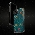 thumbnail image 6 of DistinctInk Clear Hybrid Case for Apple iPhone 12 (6.1" Screen) - Vibrant Spring Blossoms on Teal Background - Tempered Glass Back, 6 of 8