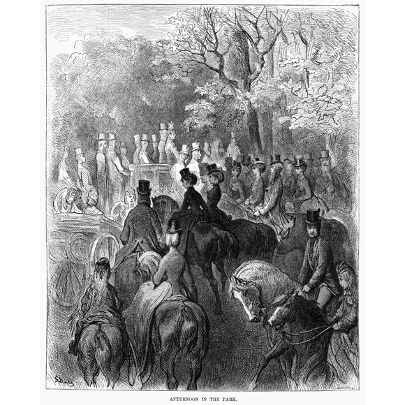 Dor_: London, 1872. /N'Afternoon In The Park.' Wood Engraving After Gustave Dor_, From The Series 'London: A Pilgrimage,' 1872. Poster Print by  (18 x 24)