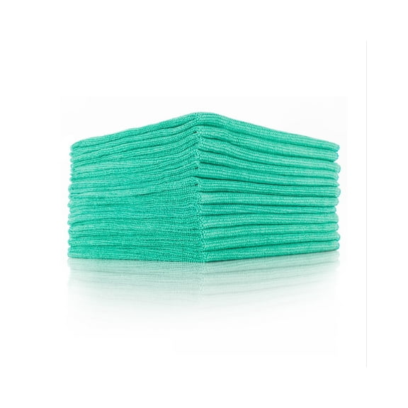 The Rag Company - The Pearl - Microfiber Towels For Cars - 320gsm, 16in x 16in, Green (12 Pack)