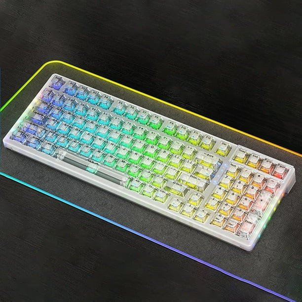 Teclado de 99 teclas retroiluminación RGB transparente para PC portátil (blanco transparente)