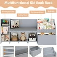 thumbnail image 4 of Homfa Kids Bookshelf with Reading Nook, 6 Shelf Bookcase with 1 Wood Toy Bin with 3 Tier Book Rack for Children Kidsroom, Gray, 4 of 7