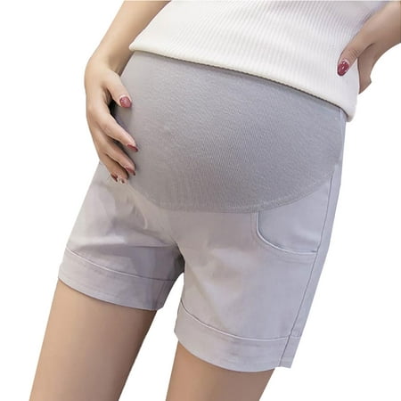 

FaLX Summer Solid Color Pregnant Women Maternity Shorts Stretchy Abdominal Pants