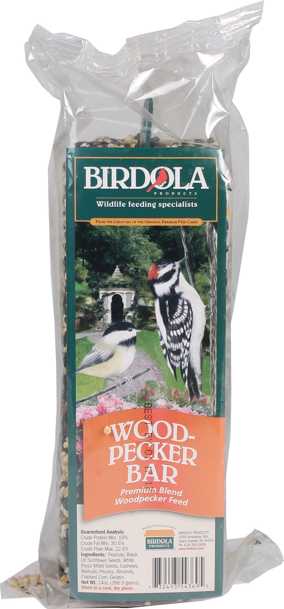 Birdola Woodpecker Bar 14 Ounces, Hanging Seed Cake For Wild Birds