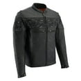 thumbnail image 1 of Milwaukee Leather MLM1500 Men's Crossover Black Leather Scooter Jacket with Reflective Skulls - Large, 1 of 4