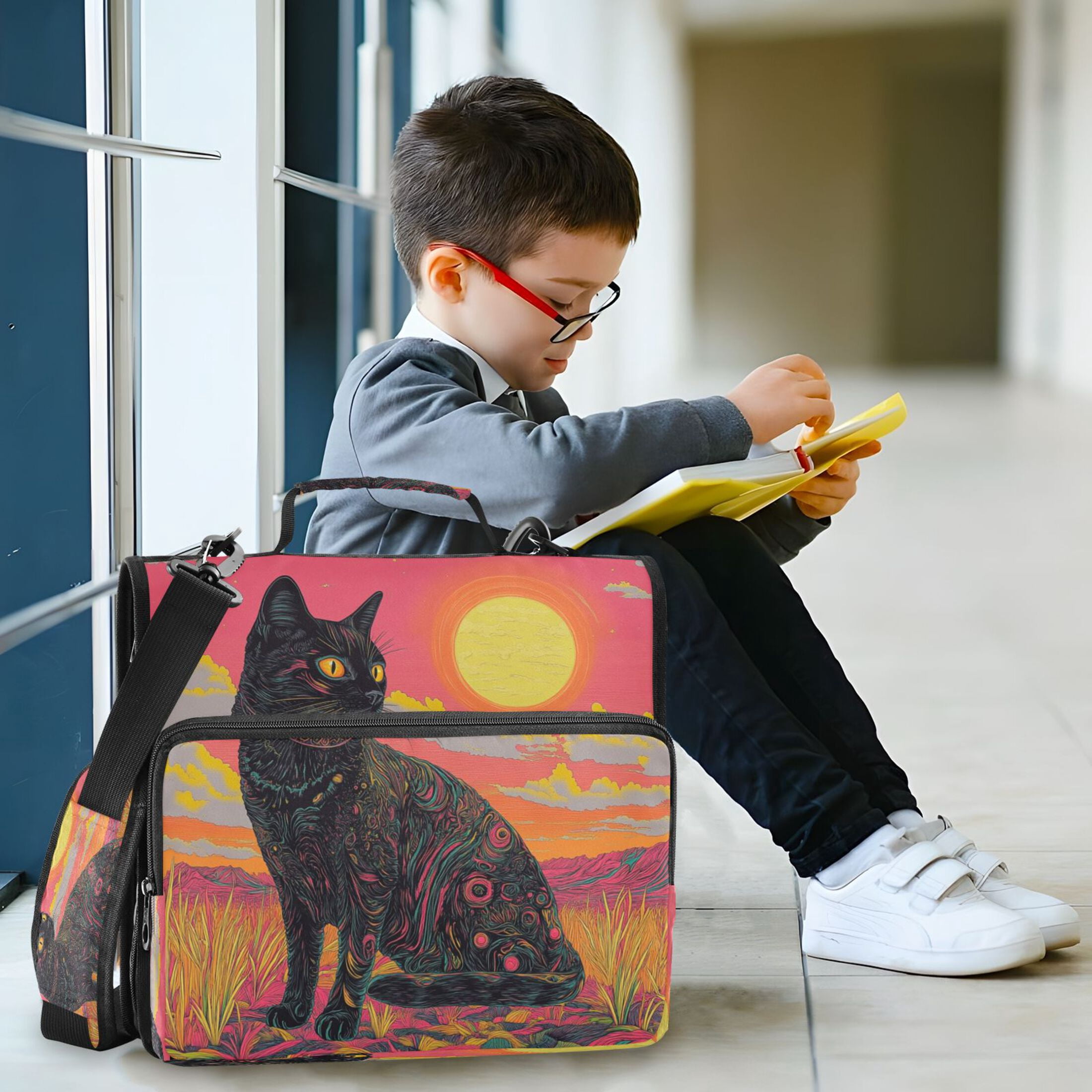 YAZAOO Zipper Binder trapper keeper Documents Organized Design Enchanted Sunlit Cat Printed
