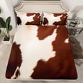 thumbnail image 6 of YST Cowhide Full Sheets Brown Beige Cow Printed Bed Set, Wildlife Hair Bed Sheets Set Western Aztec Sheet Set, Cowboy Cowgirl Bedding Set, 6 of 6