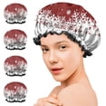 thumbnail image 7 of Shower Caps,Red Christmas Snowflake Pattern Waterproof Shower Cap for Women 4 Pieces,Double Reusable Hair Cover for Shower PEVA Elastic Stretch Hem, 7 of 7