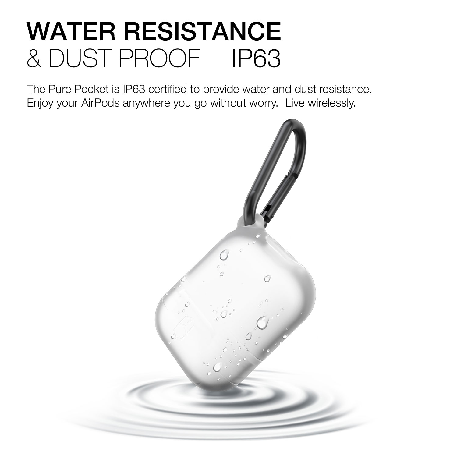AirPods Case, Patchworks Pure Pocket in Clear For Air Pod Premium Quality Water and dust proof Shock Resistant Protection Travel Case for Apple AirPods