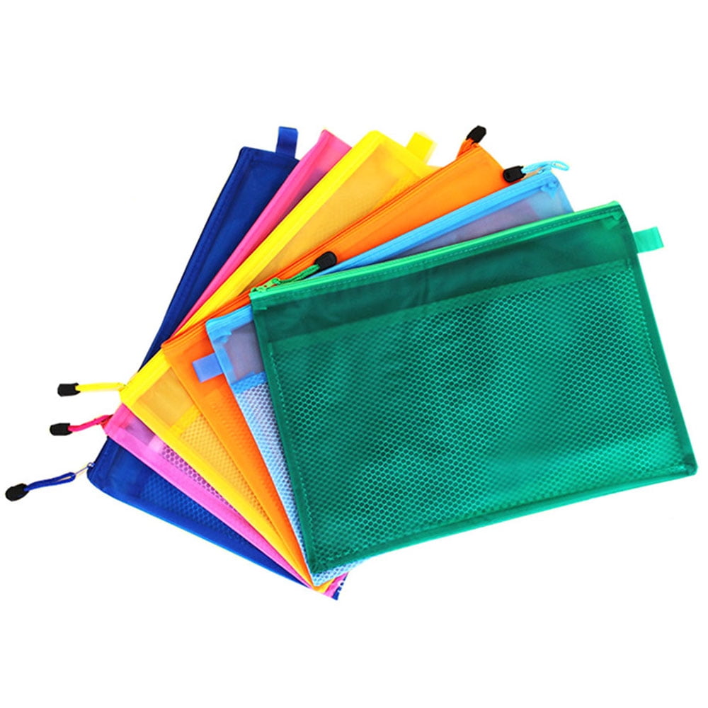 A4 Clear Mesh Zip Document Wallet Folder Pencil Case File Secury Storage Bag 