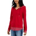 thumbnail image 1 of Tommy Hilfiger Womens Laye  red -Look French Terry Hoodie Sweatshirt, Red, Large, 1 of 1