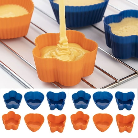 

Shenmeida 12Pcs/Set Silicone Cupcake Baking Cups Non-Stick Heat Resistant Cake Molds Ice Cube Molds for Making Muffin Chocolate Bread