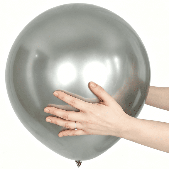 18 Inch 10 Pack Chrome Metallic Silver Balloons KIRIKOU Big Large Round Helium Thick Latex Balloons for Birthday Wedding Baby Shower Graduation Party Decoration