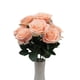thumbnail image 2 of Xiao Hua 1 ramo de 10 rosas color crema simuladas con cabezas de flores de 43 cm de largo. Camafeo marrón., 2 of 5