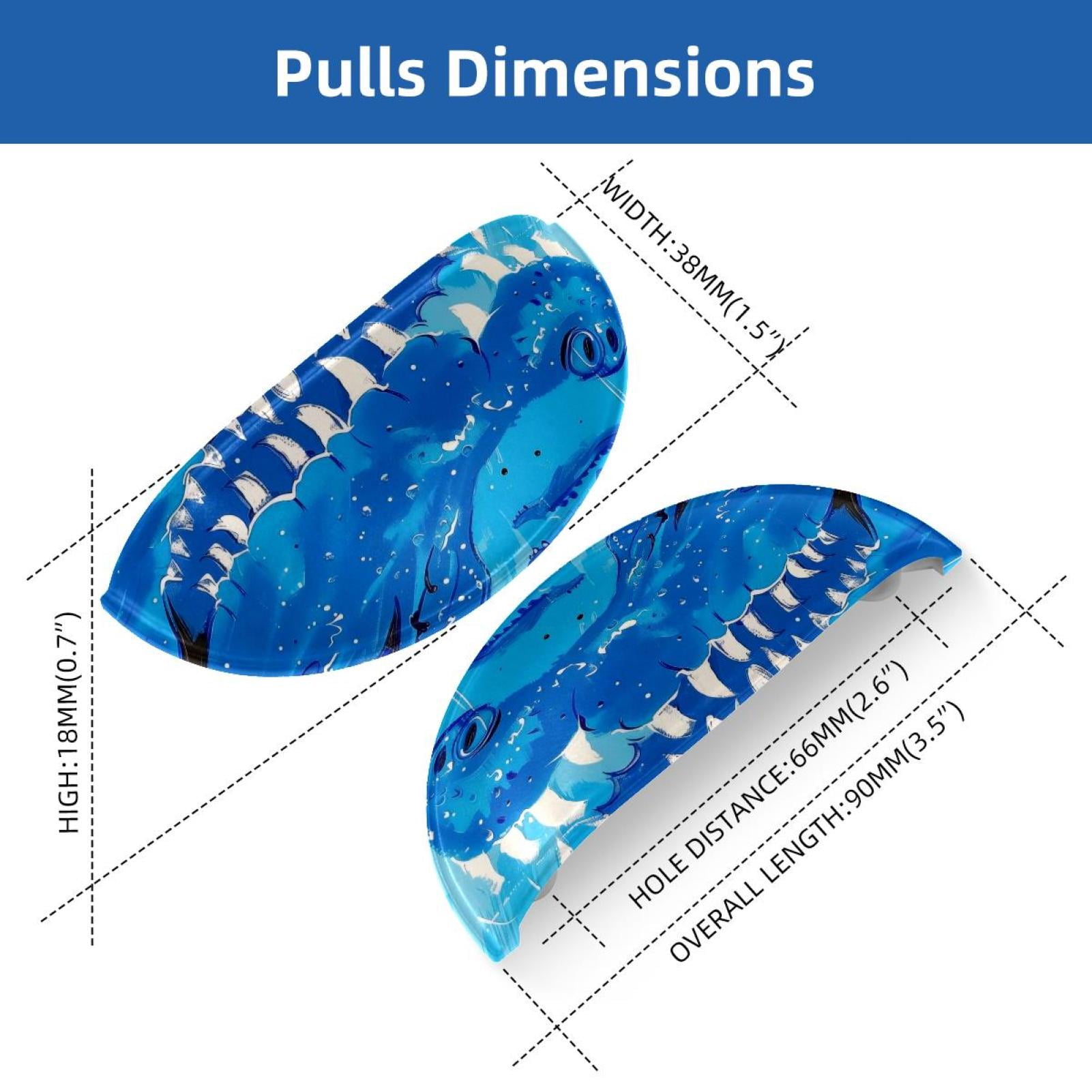 PhooArto 6 Pcs Cup Drawer Pulls, Ocean Blue Crocodile Pattern Shell Shape Handles Cabinet Knobs for Dresser Cupboard Closet Wardrobe with Screws