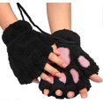thumbnail image 2 of Women Bear Plush Cat Paw Claw Glove Soft Winter Gloves Fingerless Gloves (black) n, 2 of 5