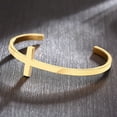 thumbnail image 2 of Minimalist Stainless Steel Open Cuff Bracelets for Men in Gold and Silver 2pcs, 2 of 4