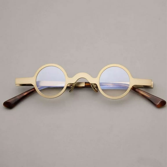 30mm Retro Small Round Bronze Metal Frame Acetate Temple Glasses Frame Stylish Metal Eyeglasses Frame for Small Face 30-20-150mm
