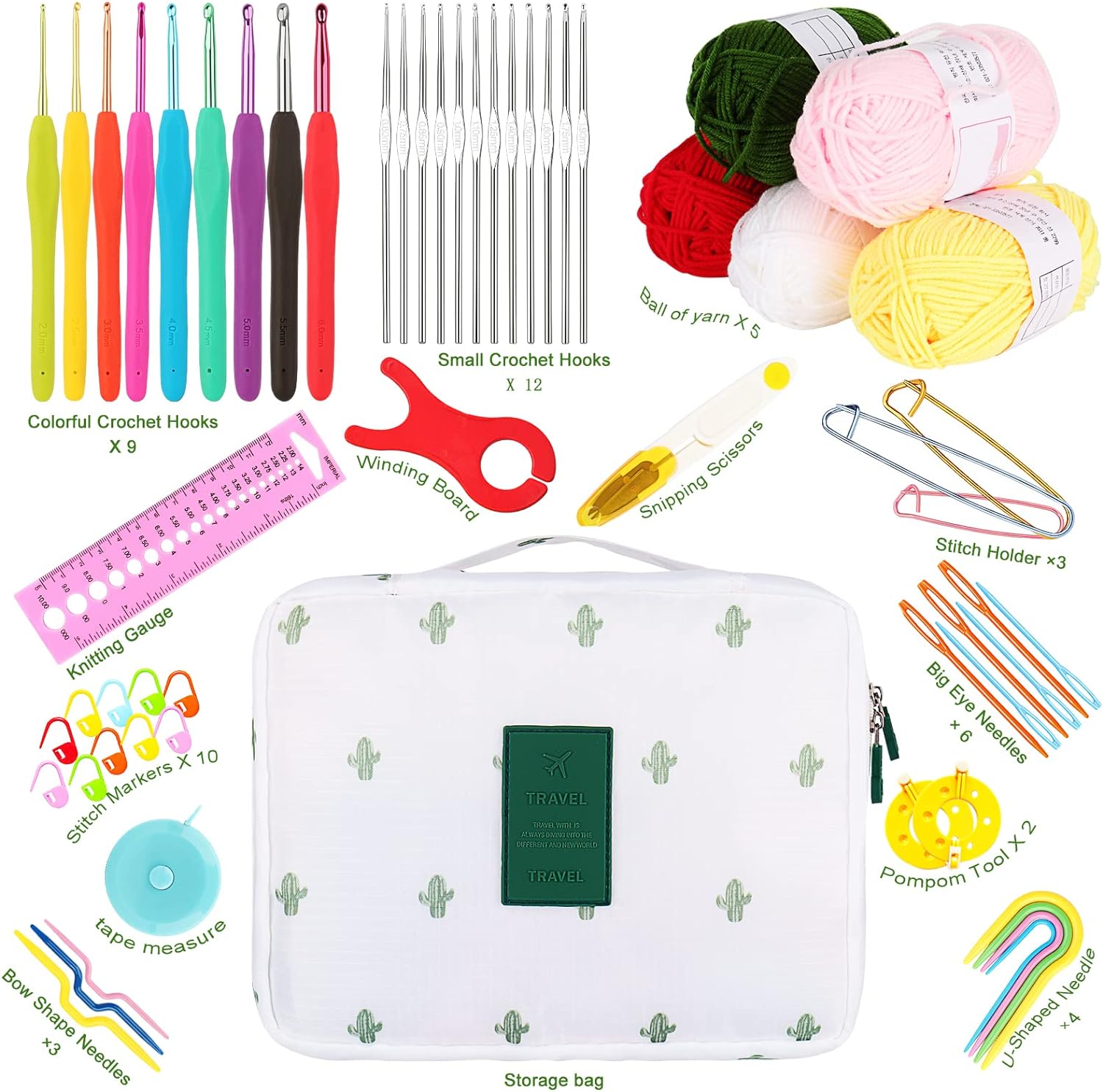 Ktmeor Kit Complet Crochet Pour Débutants Adultes Et Enfants - Crochets Métal, Laine, Étui Et Accessoires