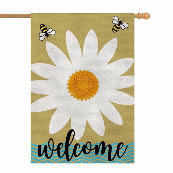 Bandera de jardín AOYEGO Daisy Welcome, 70 x 100 cm, poliéster