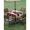 thumbnail image 3 of Outdoor Tablecloth with Umbrella Hole and Zipper, Red Truck Christmas Square Table Cloth 54x54 Inch Waterproof Tablecloth, Red Black Plaid Xmas Tree Retro Picnic Table Cover for Patio Camping, 3 of 7