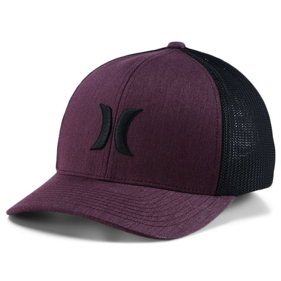 Hurley Men's Hat Icon Textures Stretch Flex Fit Mesh Trucker Cap (Large/X-Large, Dark Purple/Black)