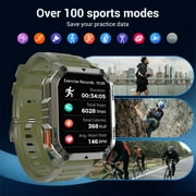 Blackview 2.01 Military Smart Watch for Men,with Calling,Flashlight,Compass,100+ Sports Modes,Large 900 mAh Battery,fits for Android iPhone,Green