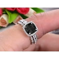 thumbnail image 5 of 3.05 Carat Cushion Cut Black Diamond Moissanite Bridal Set Engagement Wedding Ring 10k White Gold Full Eternity Art Deco With Two Matching Band, 5 of 5