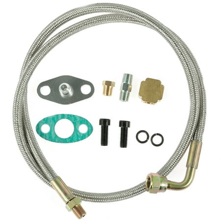 Ghojet Oil Feed Line Kit Compatible with T3/T4/T60/T61/T70 Stainless Steel 90 Degree 41inch Car Oil Feed Line Set with 1/8 NPT Thread Aluminum Alloy Car Accessories for Car