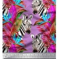 thumbnail image 1 of Soimoi Purple polyester Crepe Fabric Tropical Leaves & Wild Animal Fabric Prints by Yard 42 Inch Wide, 1 of 1