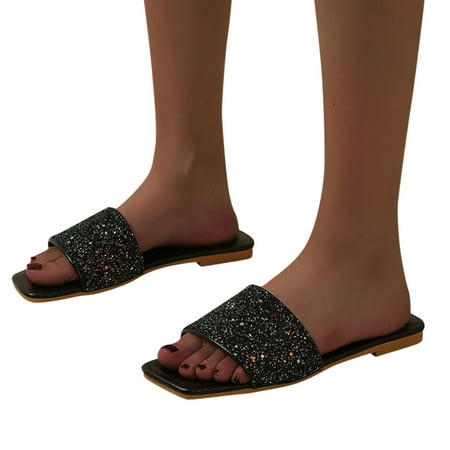 

Cathalem Sandals Sandals Fashion Summer Flat Retro For Women Women s sandals Women Heel Sandals Black 6.5