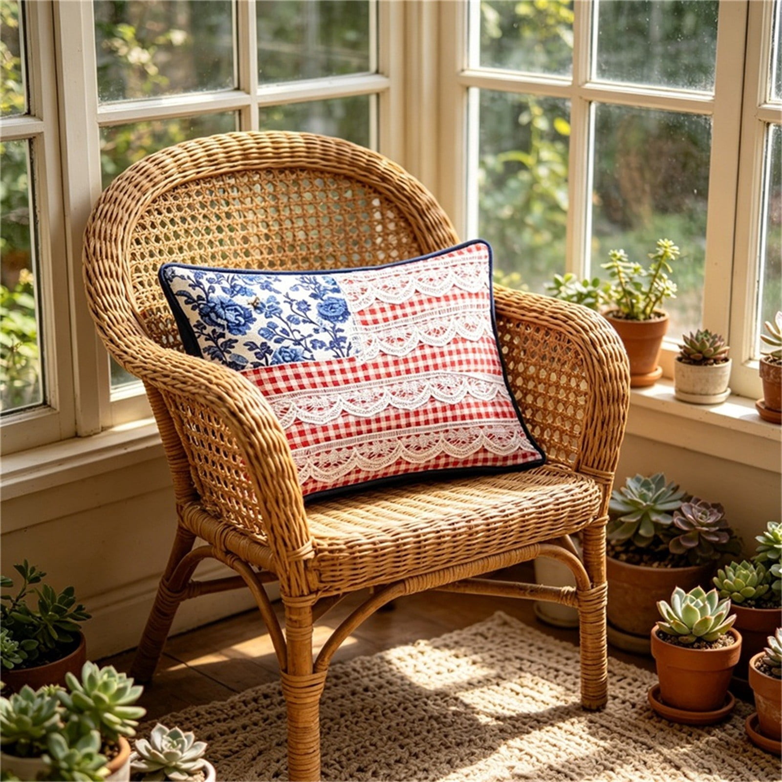 Patriotic Pillow - 9x15in Throw Pillow Cover for 4th of July Patriotic Independence Memorial Day Stripes America Flag Decor Cushion Case for Sofa Couch