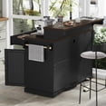 thumbnail image 4 of MEETFAV 53.2" Farmhouse Two-Tier Kitchen Island with Storage, Power Outlet, Adjustable Shelves, Rolling Island Table for Kitchen, Ash Black, 4 of 8