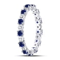 thumbnail image 4 of 10kt White Gold Womens Round Blue Sapphire Diamond Eternity Band Ring 1.00 Cttw, 4 of 4