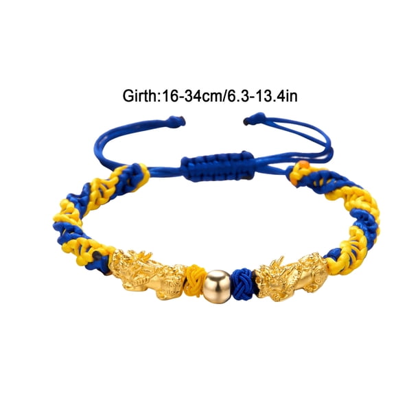 Pulseras para mujer, regalos para mujer, conjunto de pulsera ucraniana amarilla y azul, pulsera de cuerda, pulseras de hilo, pulsera con cristal natural, pulsera con colgante