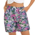 thumbnail image 2 of Lroveb Board Shorts for Women, Summer Casual Beach Shorts, Womens Shorts Comfy Elastic Waist Floral Print With 2 Pockets Red, 2 of 8
