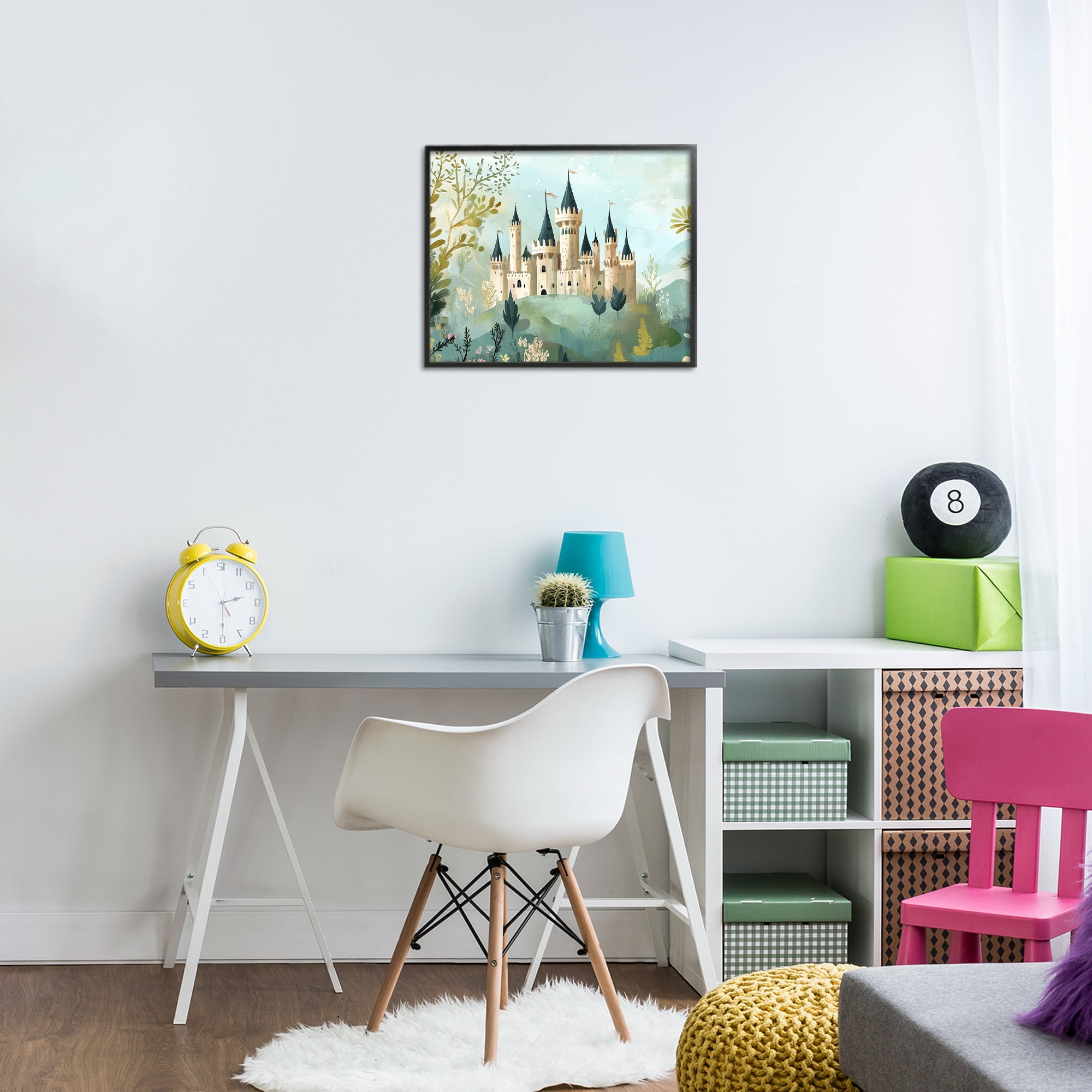 Stupell Industries Princess' Castle View Black Framed Giclee Art, design by Christine Simpson Art