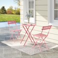 thumbnail image 3 of Ensemble Bistro de Patio Extérieur 3 Pcs, Table Pliante en Métal et 2 Chaises, Résistant aux Intempéries, Mobilier de Jardin, Balcon Ou Cour Gain de Place, Ensemble de Conversation Moderne – Tube Plat Rose, 3 of 8