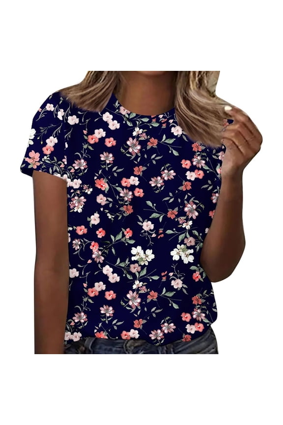 Women's Mystical Celestial Moon Graphic Printed T-Shirt Classic Crewneck Short Sleeve Pullover Top