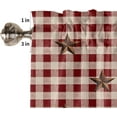 thumbnail image 5 of 24 Inch Long Tier Curtains for Kitchen, American Country Star Retro Red Checked Plaid Bathroom Window Curtains Rod Pocket Short Curtains Window Treatment Tiers for Living Room Farmhouse 2 Panels, 5 of 5
