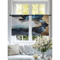 thumbnail image 5 of Navy Blue Semi Sheer Curtains 54 Inch Length 2 Panels Set, Abstract Color Block Vintage Modern Sheer Kitchen Curtain Privacy Voile Window Curtain for Living Room Bedroom Rod Pocket Drapes, 5 of 7